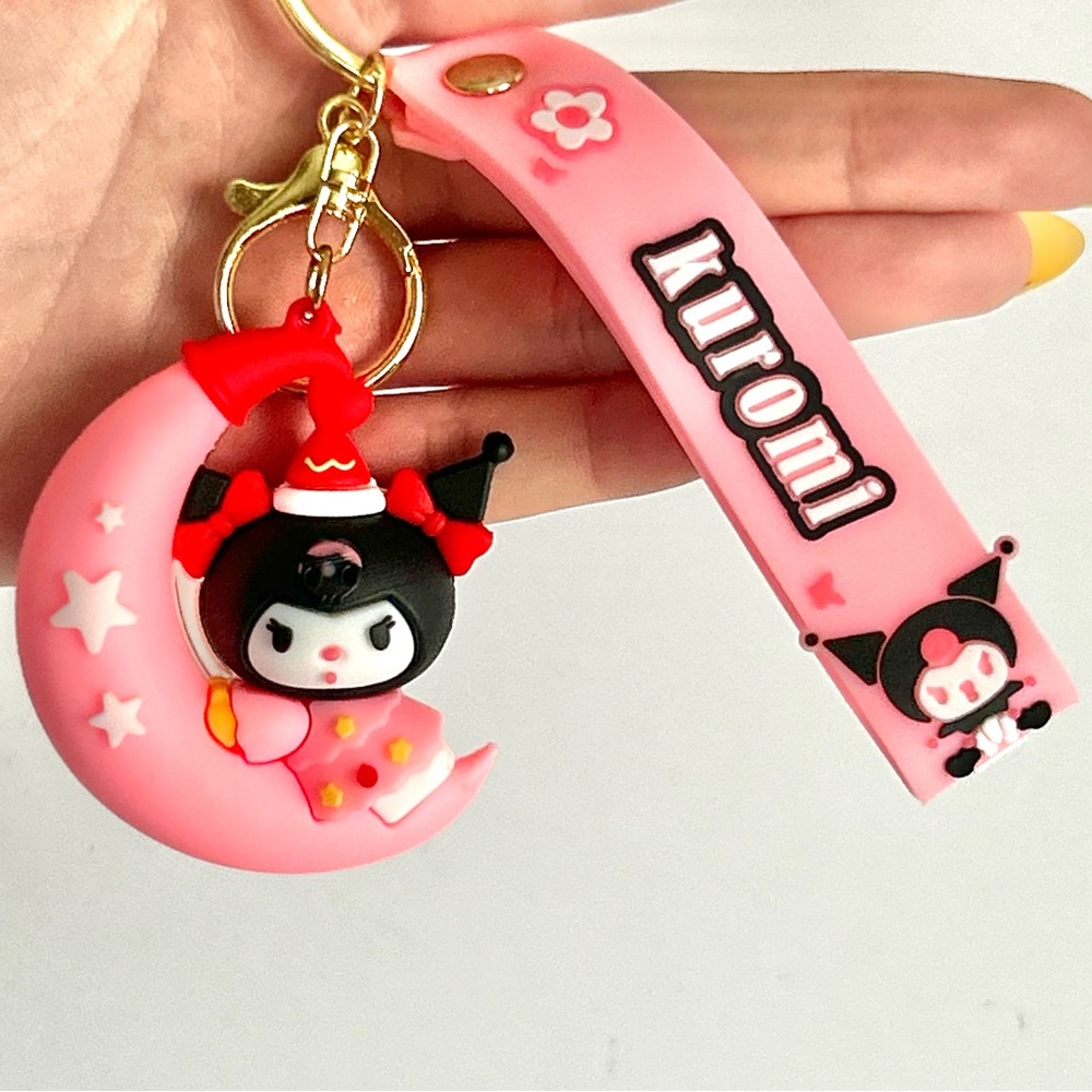 ❤️Kuromi on Moon Adorable Wristlet Keychain Backpack Accessory - Picture 1 of 2